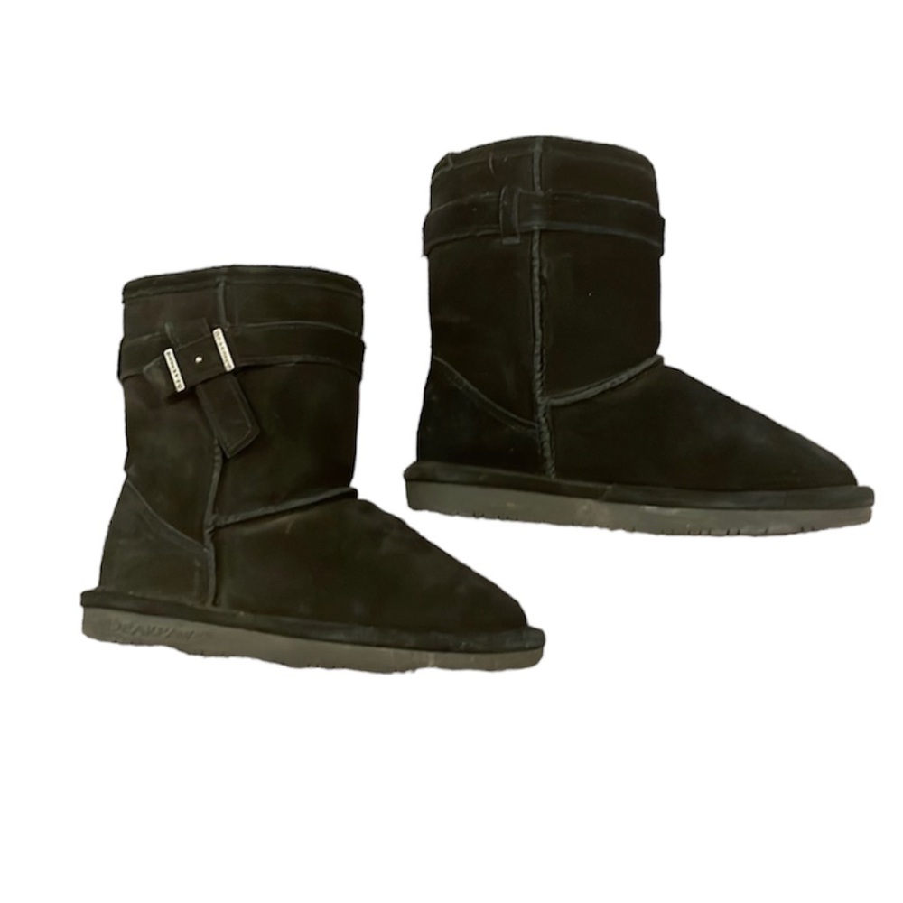 Bearpaw Boots Short Val wool blend sheepskin black suede winter boots size 13
